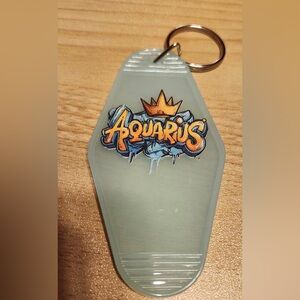 Aquarius Zodiac Keychain with Silver Ring